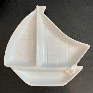 Style Eyes Separated 3 Section Serving Appetizer Trinket Decorator Ceramic Boat